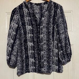 Talbots Silk Monochrome Snake Print Blouse